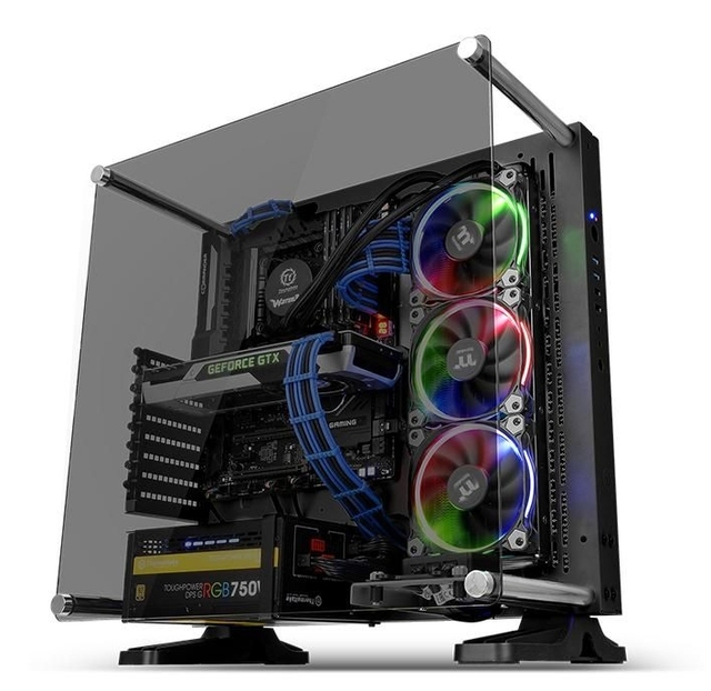 New Core P3 ATX Open Frame Panoramic Viewing Gaming Computer case with Tt LCS Certified PC case