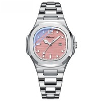 Montre à quartz pour femme, boîtier octogonal de 31 mm, bracelet en acier intégré, cadran lumineux effet rayon de soleil, logo personnalisé, vente en gros