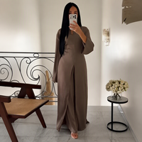 Ensemble Abaya Eid personnalisé Mexizo 2 pièces avec tunique fendue sur le devant et pantalon large pour les occasions quotidiennes du printemps