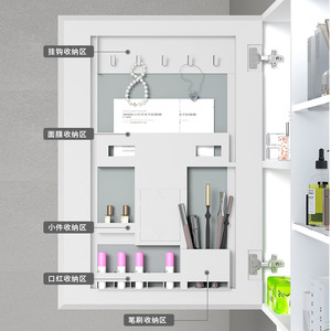 Mueble de baño de acero inoxidable blanco de cuatro lados Yiti con espejo inteligente Lavabo de cerámica integrado Superficie brillante - Product Image 2