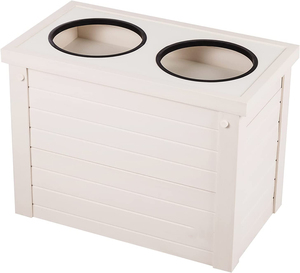 Diner pour animaux de compagnie avec rangement-Blanc antique, grand - Product Image 3