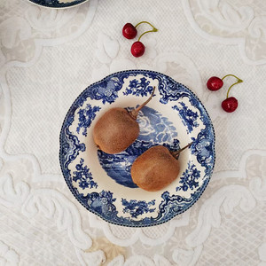 Juego de vajilla clásica francesa, plato de cerámica azul bonito, platillo, bandeja única para comedor, decoración del hogar, taza de té personalizada - Product Image 2