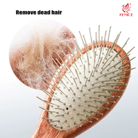 Brosse de toilettage pour animaux de compagnie en bois de haute qualité Fenice, peigne à coussin d'air avec aiguilles en acier inoxydable pour le nettoyage des poils de chiens et de chats
