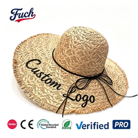Chapeau de paille à large bord effiloché, broderie personnalisée, nœud décoratif, pliable, respirant, pour femme, été, plage, protection solaire, vente en gros