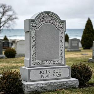 Lápida Conmemorativa <span class=keywords><strong>de</strong></span> Mármol Tallada con Flores Ornamentales Europeas Personalizadas con Base para Cementerio - Product Image 2