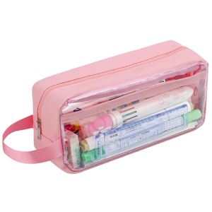 กระเป๋าเครื่องสำอางแบบใส PVC ความจุขนาดใหญ่ กันน้ำ ปิดด้วยซิป สำหรับเด็กผู้หญิง - Product Image 1