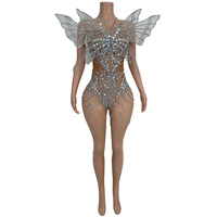 Combinaisons de Soirée Papillon en Cristal pour Femmes, Costume de Cosplay d'Halloween, Combinaisons de Spectacle Théâtral, Combinaisons de Scène pour Chanteuses et Danseuses