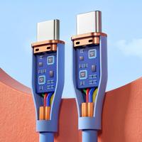 Kabel USB Type-C 60W PD Pengisian Cepat dengan Pelindung Kepang untuk Perangkat IOS, Berbagai Warna, Kabel Data Silikon