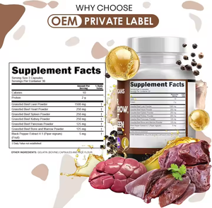 OEM cỏ ăn thịt bò cơ quan viên nang với gan bò, thịt bò tim, lá lách bổ sung cho hỗ trợ miễn dịch và tăng cường năng lượng - Product Image 4