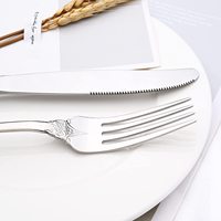 Couverts Vintage avec fourchette et cuillère, 24 pièces, qualité alimentaire, argent, en acier inoxydable 304, couverts Vintage