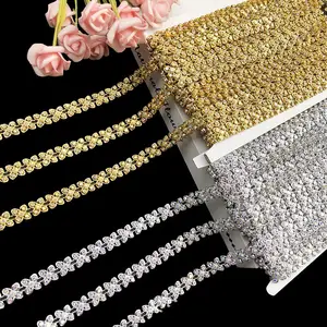 Hot Selling gold silver butterfly plastic cup rhinestone banding trimming