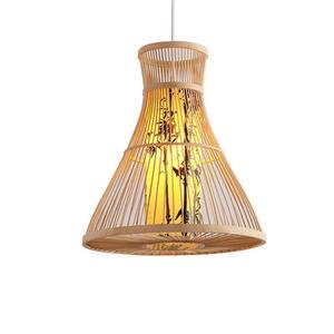 โคมไฟระย้าไม้ไผ่รูปทรงระฆัง E27 ไฟ LED สำหรับร้านอาหาร ห้องน้ำชา ห้องอ่านหนังสือ คลับ - Product Image 1