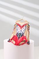 Justaucorps de gymnastique artistique pour femmes YIZHIJIAN, corset serré pour femmes, robe de danse de compétition en spandex rouge