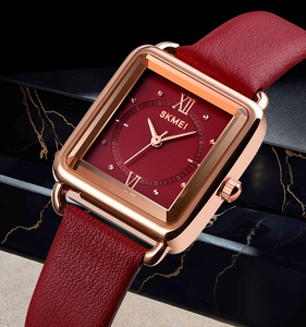 Nuevo Reloj Skmei <span class=keywords><strong>1702</strong></span> con Logotipo Personalizado para Mujer, Reloj de Pulsera de Cuarzo con Correa de Cuero Rojo, Resistente al Agua hasta 30 m - Product Image 3
