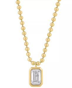 Collar con Colgante <span class=keywords><strong>de</strong></span> Diamante <span class=keywords><strong>de</strong></span> Laboratorio con Corte Esmeralda <span class=keywords><strong>y</strong></span> Engaste <span class=keywords><strong>de</strong></span> Bisel en Oro Sólido Amarillo <span class=keywords><strong>de</strong></span> 18K, Colgante Solitario <span class=keywords><strong>de</strong></span> Diamante - Product Image 1