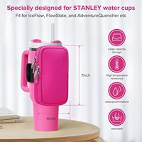 Sac de transport pour bouteille d'eau de sport à double couche pour gobelet Stanley de 40 oz avec poche pour téléphone, poche zippée, sangle réglable