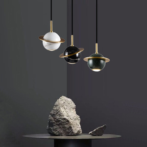 Lámpara Colgante de Lujo Posmoderna Totalmente en Cobre para Mesita de Noche, Moderna, Minimalista, para Restaurante, Hotel, Cafetería, Lámpara Colgante de Mármol Central - Product Image 3