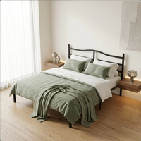 Lit en acier moderne et minimaliste, réglable, capacité de charge élevée, design pliable pour tailles simple/double/queen/king pour chambres à coucher