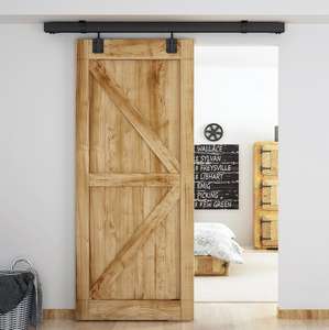 Kit <span class=keywords><strong>de</strong></span> quincaillerie pour <span class=keywords><strong>porte</strong></span> <span class=keywords><strong>de</strong></span> grange en acier contemporain robuste, noir, avec installation par vis pour chambre et cuisine - Product Image 2