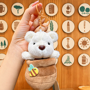 Mignon porte-clés en forme d'ours en coton pour sac d'école, pendentif, vente en gros, cadeau de bijoux avec petit ornement en peluche - Product Image 5
