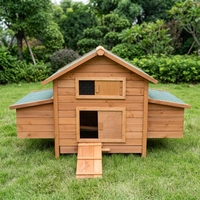 Poulailler en bois robuste pour l'extérieur avec deux nichoirs, toit imperméable en asphalte, maison pour poules en bois massif