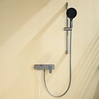 Mitigeur de douche apparent HONGDEC gris anthracite à 2 fonctions avec commande à clavier, levier unique, bec de sortie inférieur et douchette à main