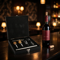 Ensemble d'ouvre-bouteilles Laguiole classique robuste 6 pièces avec manche en acier inoxydable et bois de wengé - Coffret cadeau