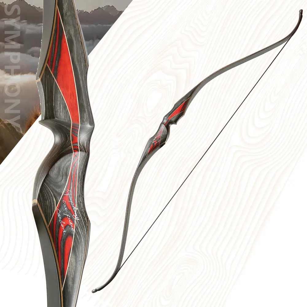 New Designs Black Fiberglass 60" Symphony 1 Piece Long Bow Hunting Recurve Archery Bow