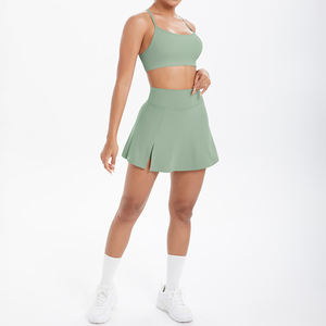 Casual High Waist Tennis Sports <b>Mini</b> <b>Skirt</b> Set Women <b>Sexy</b> Camisole Backless Yoga Wear Quick Dry Running Fitness Outfit - Product Image 2