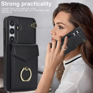 Para <span class=keywords><strong>Samsung</strong></span> <span class=keywords><strong>Galaxy</strong></span> S24 + <span class=keywords><strong>5G</strong></span> Ranura para tarjeta Funda para teléfono inteligente con soporte de anillo de metal Bolsas para teléfono Estuches Tiempo de entrega rápido - Product Image 2