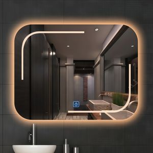 Nouveau design miroir avec lumière salle de bain vanité led miroir intelligent maquillage moderne miroirs écran tactile pour hôtel maison - Product Image 2