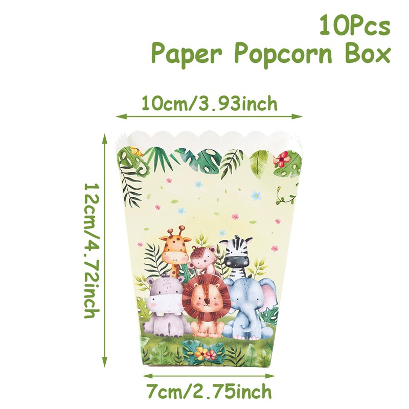 H8024-85 Boîte à pop-corn animaux de la forêt 10pcs