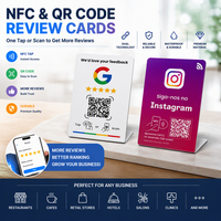 Support de table NFC en PVC |   Support de table en PVC personnalisé avec carte magnétique NFC et impression CMYK pour les avis Google et les médias sociaux