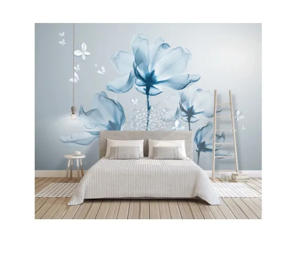 European 3D solid flower wall mural textile wallpaper for household