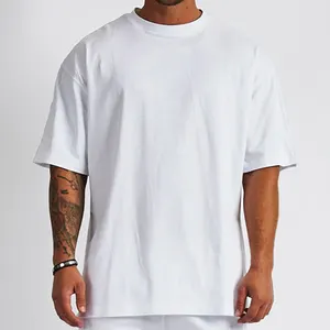 Hoge Kwaliteit Mannen Luxe Custom Zware 100% Katoenen Hemdje Oversized T-Shirt Blanco Mock Hals Zwaargewicht Oversized Boxy T-Shirt