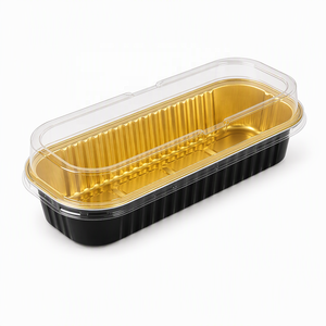 Contenedores Rectangulares de Aluminio de 200 ml con Tapas, Bandejas Desechables para Hornear Pasteles y Postres - Product Image 1