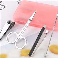 Ensemble de 4 coupe-ongles en acier au carbone avec étui en plastique, kit de manucure, outils de toilettage, boîte cadeau promotionnelle, kits jetables