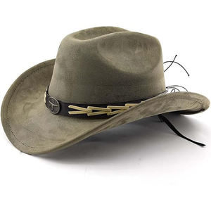 כובע קאובוי מערבי דקורטיבי עם קצה הפוך לגברים נשים חיצוני שוליים מגולגלים ספורטיביים סִגְנוֹן כובע קיץ פוליאסטר/כותנה - Product Image 4