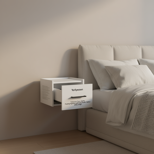 Table de chevet flottante Yorkywown, design blanc, 1 tiroir, gain de place, mobilier de chambre moderne - Product Image 2