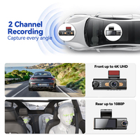 Caméra de tableau de bord 4K à 2 canaux pour voiture, enregistreur DVR 3,18 pouces IPS avec enregistrement en boucle, capteur G, caméra embarquée 4K pour voitures
