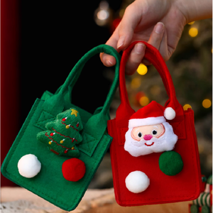 Sacs cadeaux de Noël <span class=keywords><strong>en</strong></span> feutre réutilisables, écologiques, de haute qualité, personnalisés, rouge et vert, avec poignées, pour les fêtes de fin d'année - Product Image 6