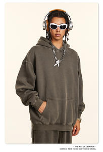 Sudadera con Capucha Blanca Extra Grande Unisex de Primavera con Diseño de Botones en Relieve Personalizados de Alta Calidad - Product Image 3