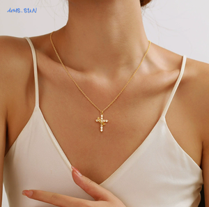 Cubic Zircon Rotatable <strong>Crown</strong> Cross <strong>Pendant</strong> <strong>Necklaces</strong> for Women Men Classic Stainless Steel Chain Banquet Party Jewelry Gift - Product Image 5
