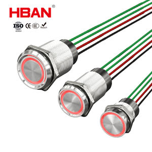מתג מגע שטוח מפלדת אל-חלד HBAN IP68 12/16/19/22 מ\"מ 2.5A 24V עם תאורת LED טבעתית / מתגים אינדוקטיביים - Product Image 1
