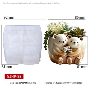 DIY Round Silicone Mold Aromatherapy Candle Cup Vase Storage <b>Cute</b> <b>Bear</b> Holding Flowers Plaster Cup Mold Model - Product Image 6