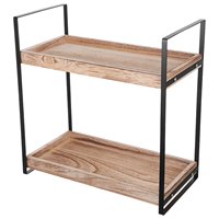 Organisateur de comptoir de salle de bain en bois à 2 niveaux avec panier, rangement étanche pour parfums et soins de la peau pour salle de bain, cuisine, commode