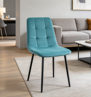 Chaise d'appoint en tissu, design mince, pieds en métal noir, siège ergonomique confortable, pour cuisine et appartement