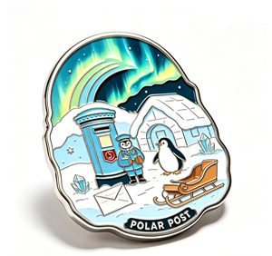 Christmas Enamel Metal <b>Pin</b> Penguin Post <b>Badge</b> Aurora Winter Souvenir Gift - Product Image 3