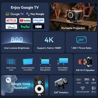 Projecteur vidéo Hotack X7AD HD 8000 Lumens Home Theater 4K Proyector Mini Smart Android Google TV Game Projector