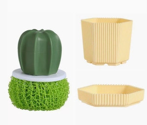 Cepillo de limpieza para cocina doméstica, cepillo para lavar platos con forma de cactus, cepillo para lavar ollas con mango y bola de limpieza nano - Product Image 6